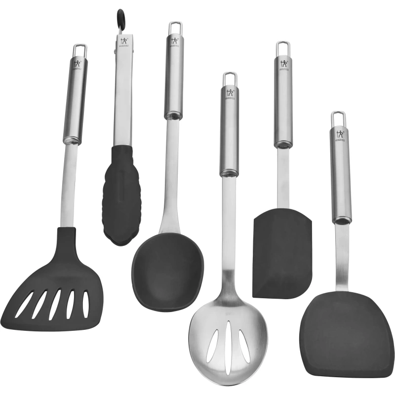 1013586 Henckels Cooking Tools 6-PC Kitchen Gadgets Sets With Spatula, Tongs, Cooking Spoon, 18/10 Stainless Steel