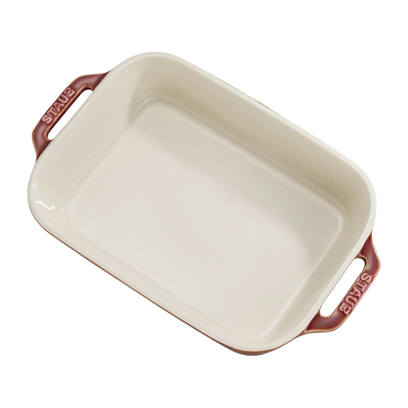 40511 923 Staub Ceramic 2 Pc Rectangular Baking Dish Set Rustic Red 2